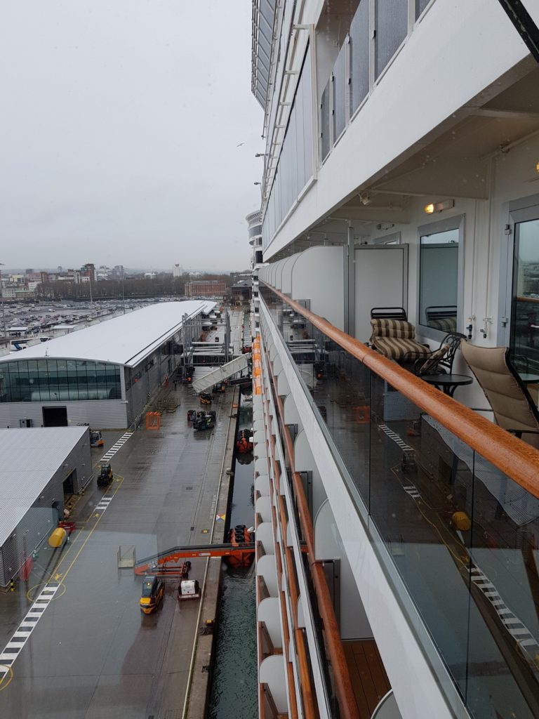View down the side of the ship