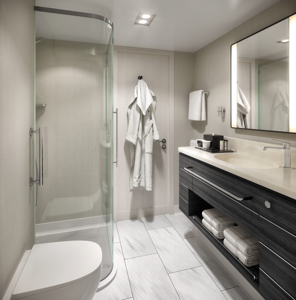 Bathroom with a shower. Photo: Saga Cruises